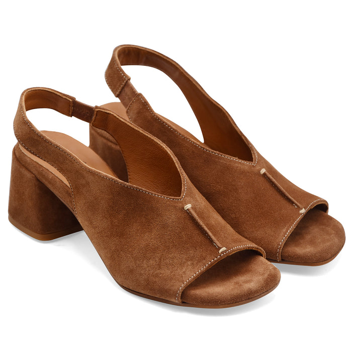 Sandali Donna Mat:20 8220 In Morbida Pelle Scamosciata Tabacco