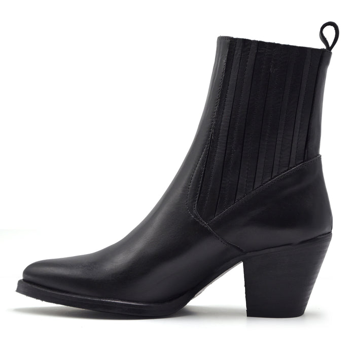 Stivaletti Texani Donna Riccardo P. Nero In Pelle Artigianalità