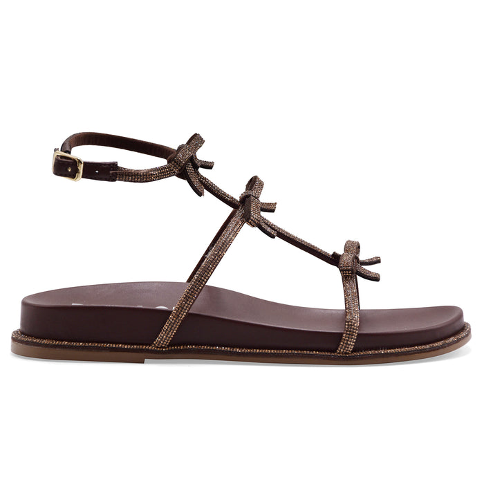 Sandali Bibi Lou Bowi Donna Pelle Marrone Fiocchi Decorativi