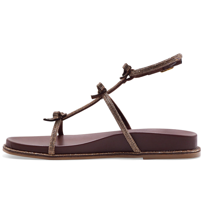 Sandali Bibi Lou Bowi Donna Pelle Marrone Fiocchi Decorativi