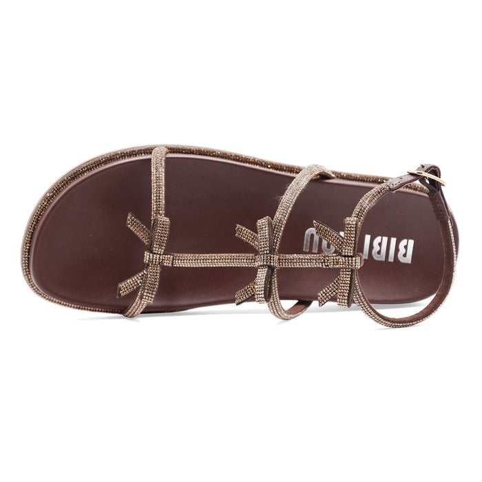 Sandali Bibi Lou Bowi Donna Pelle Marrone Fiocchi Decorativi