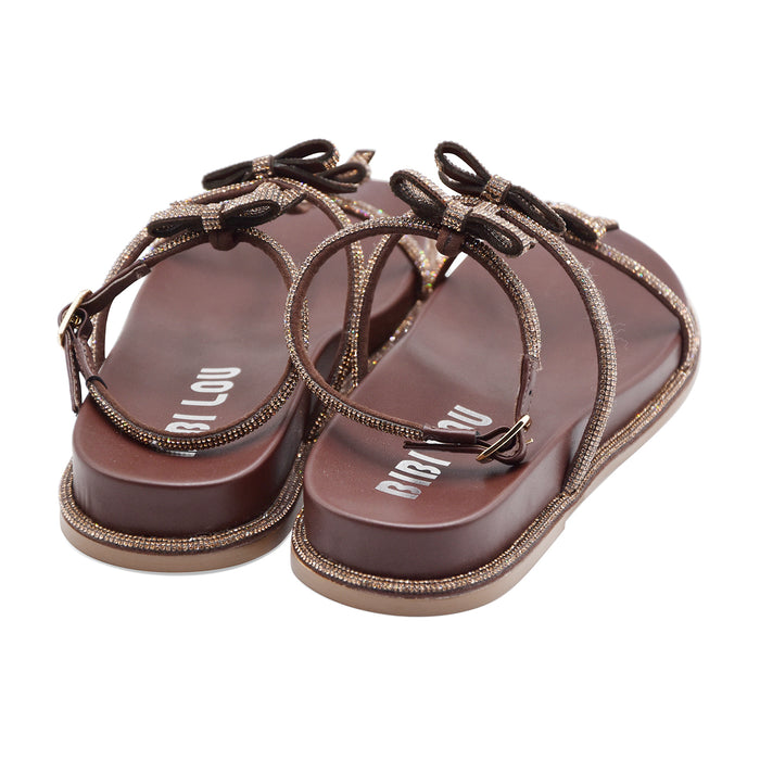 Sandali Bibi Lou Bowi Donna Pelle Marrone Fiocchi Decorativi