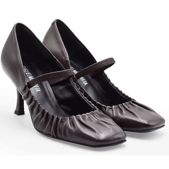 Décolleté Guglielmo Rotta Margie Donna Marrone Design Arricciato