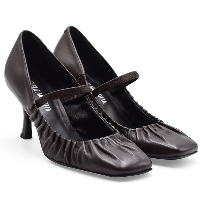Décolleté Guglielmo Rotta Margie Donna Marrone Design Arricciato