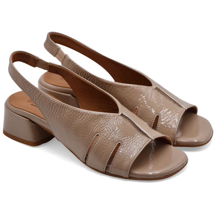 Sandali Mat:20 Donna 8910 In Morbida Pelle Beige Made In Italy