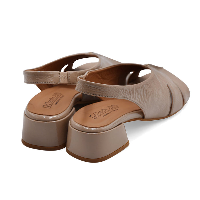 Sandali Mat:20 Donna 8910 In Morbida Pelle Beige Made In Italy