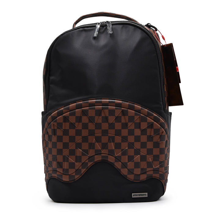 Zaino Sprayground Nero Con Bocca Scacchi Marrone THE HERO DLX