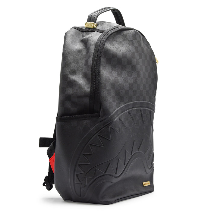 Sprayground Zaino Spritz Nero Scacchi Tono Su Tono Dettagli Oro
