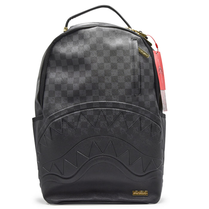 Sprayground Zaino Spritz Nero Scacchi Tono Su Tono Dettagli Oro