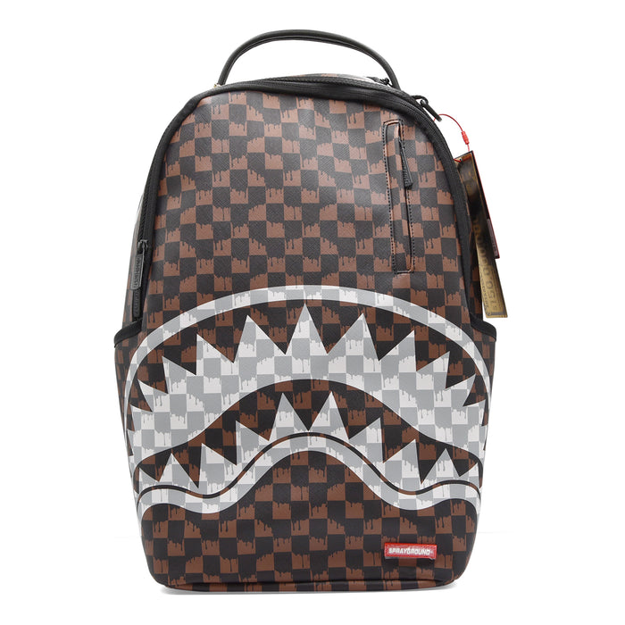 Zaino Sprayground Brown Cream Drip Check Shark Stile Iconico