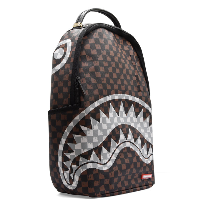Zaino Sprayground Brown Cream Drip Check Shark Stile Iconico