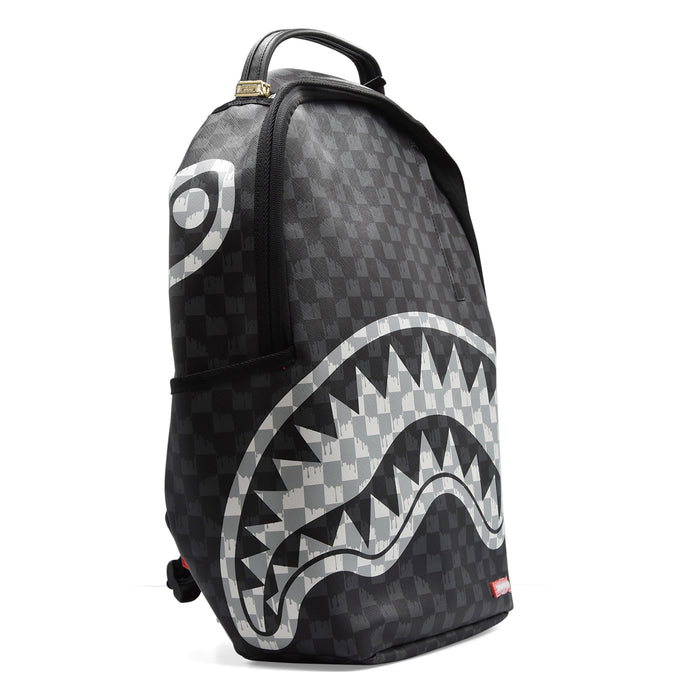 Zaino Sprayground Drip Check Shark Backpack Nero Grigio Bianco