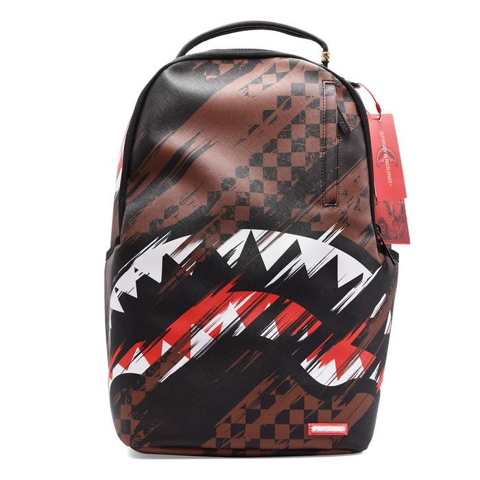 Zaino Sprayground Smeared Grunge Marrone Nero Con Stampa Shark