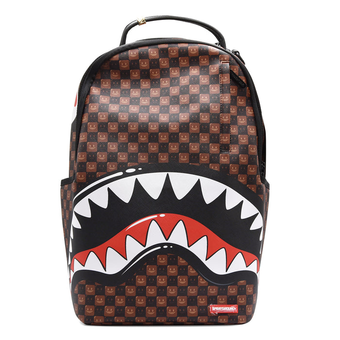 Zaino Sprayground Shark In Paris WTF Bubble Brown Check Marrone