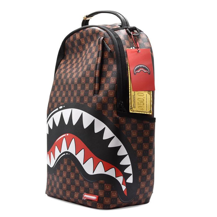Zaino Sprayground Shark In Paris WTF Bubble Brown Check Marrone