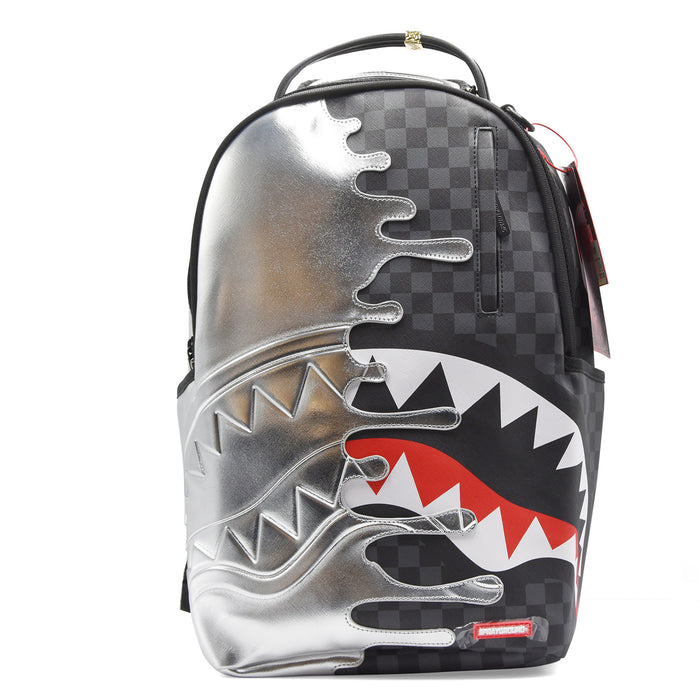 Zaino Sprayground SILVER SIDE Con Bocca E Scacchi Neri Iconici