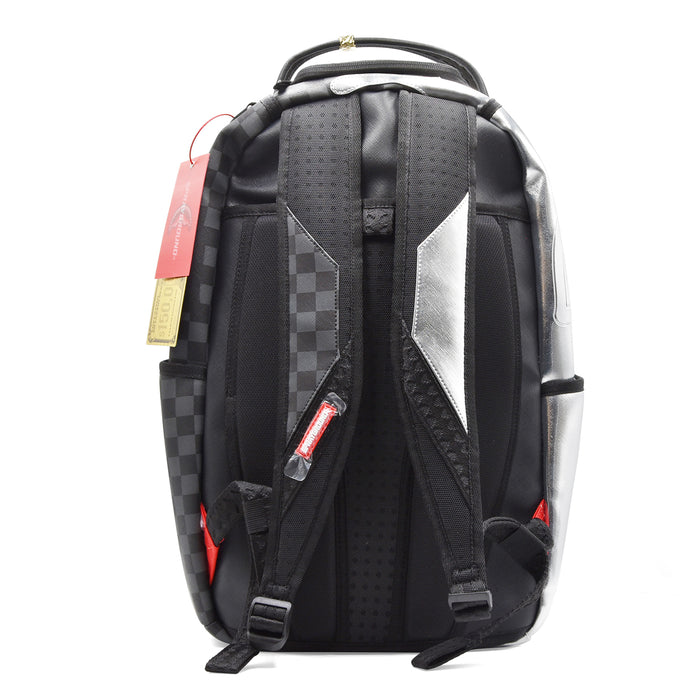 Zaino Sprayground SILVER SIDE Con Bocca E Scacchi Neri Iconici