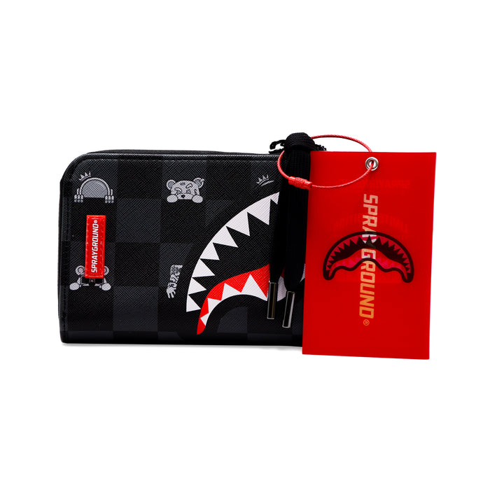 Portafoglio Sprayground Scacchi Neri Grigi Peeking Character