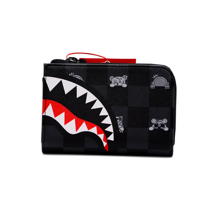 Portafoglio Sprayground Scacchi Neri Grigi Peeking Character