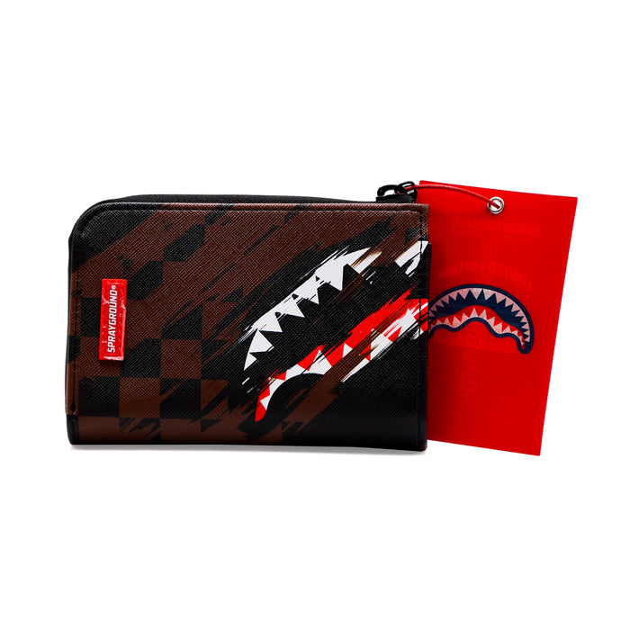 Portafoglio Sprayground Marrone Nero Smeared Grunge Bocca Shark