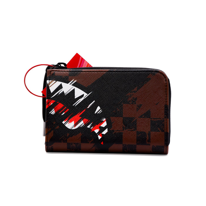 Portafoglio Sprayground Marrone Nero Smeared Grunge Bocca Shark