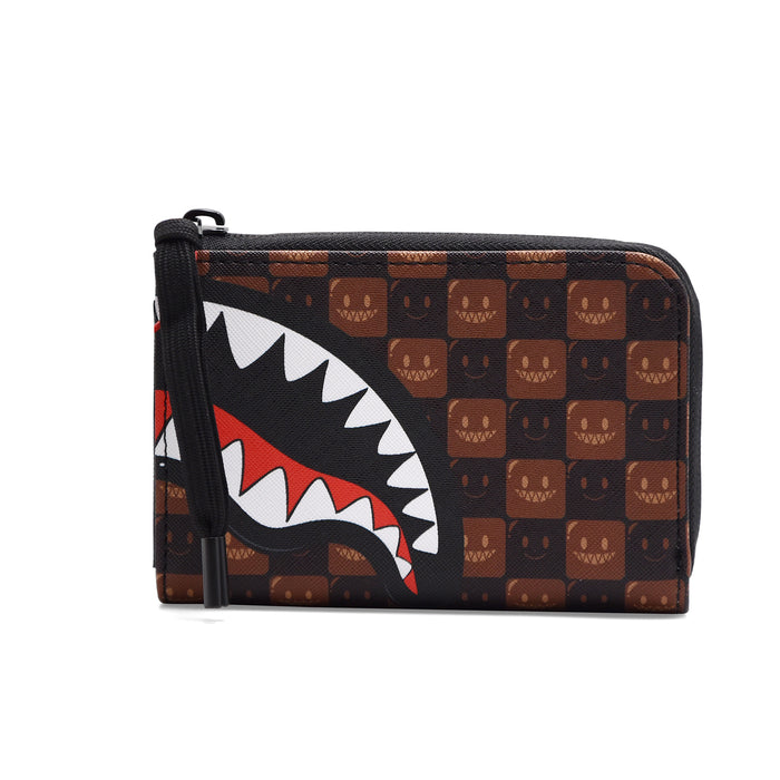 Portafoglio Sprayground Shark In Paris WTF Bubble Check Marrone