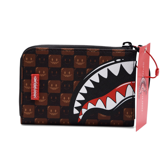 Portafoglio Sprayground Shark In Paris WTF Bubble Check Marrone