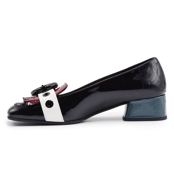 Mocassini Bruglia Milano Donna Frangia Occhiello Nero Bordeaux