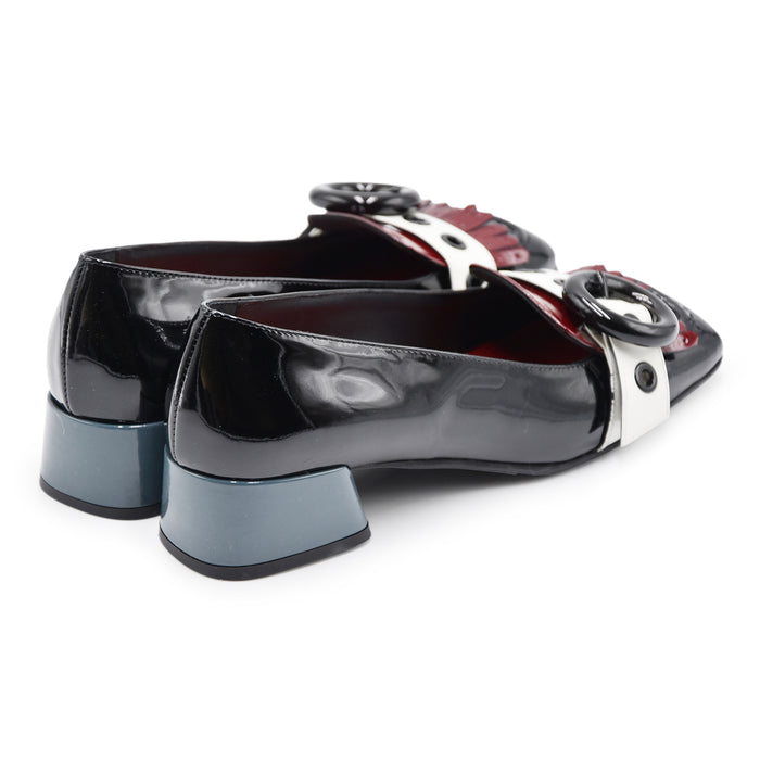 Mocassini Bruglia Milano Donna Frangia Occhiello Nero Bordeaux