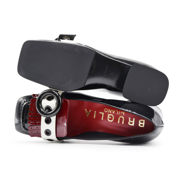 Mocassini Bruglia Milano Donna Frangia Occhiello Nero Bordeaux
