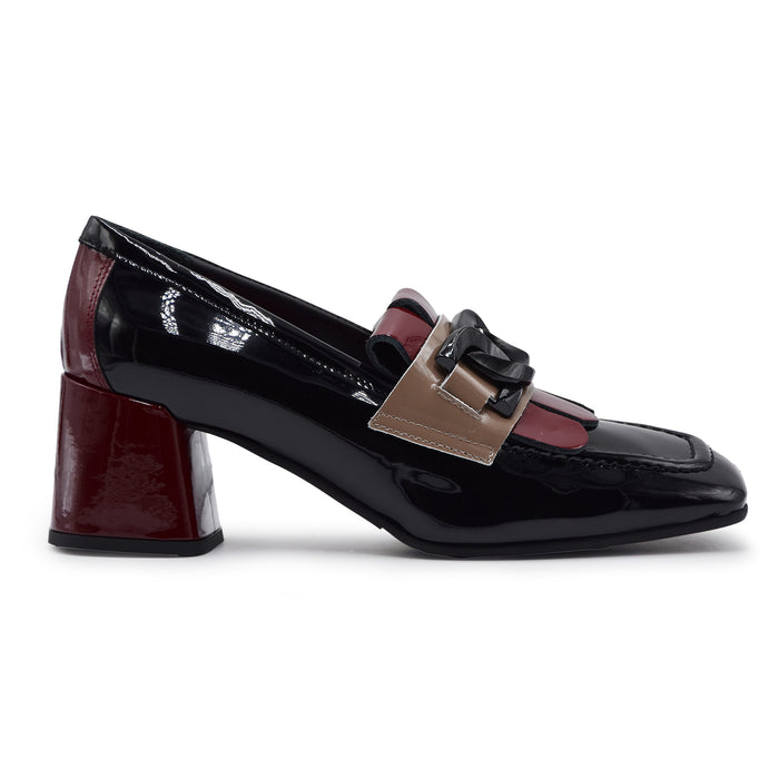 Mocassini Bruglia Milano Donna Frangia Morsetto Nero Bordeaux