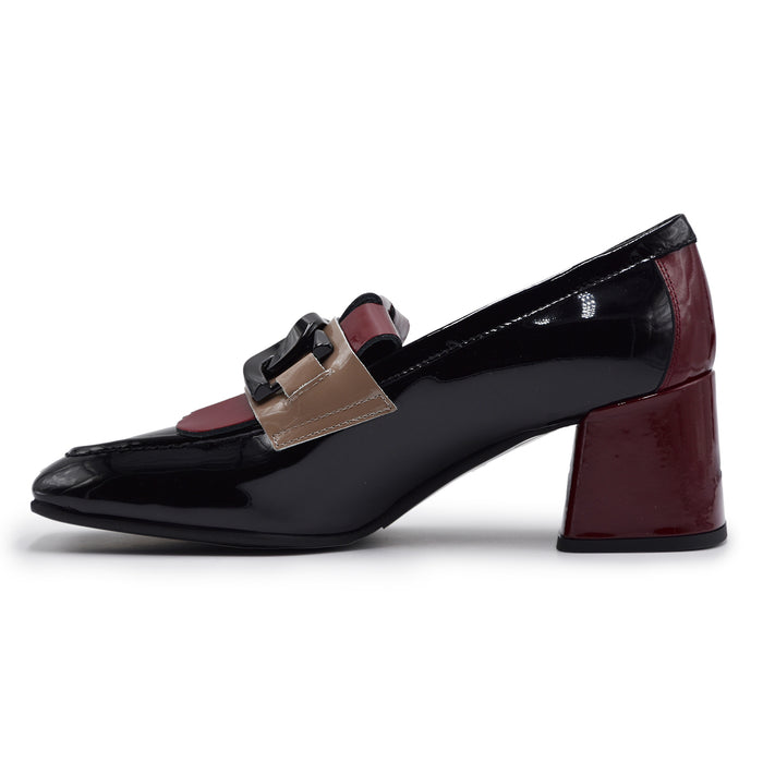Mocassini Bruglia Milano Donna Frangia Morsetto Nero Bordeaux