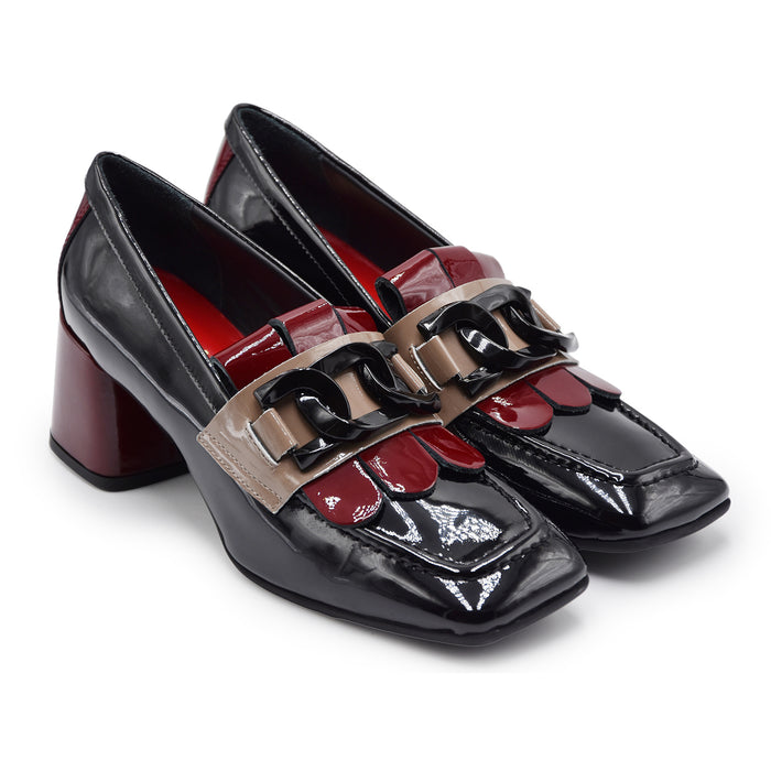 Mocassini Bruglia Milano Donna Frangia Morsetto Nero Bordeaux