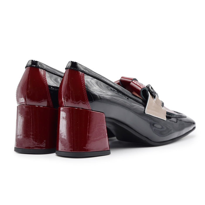 Mocassini Bruglia Milano Donna Frangia Morsetto Nero Bordeaux