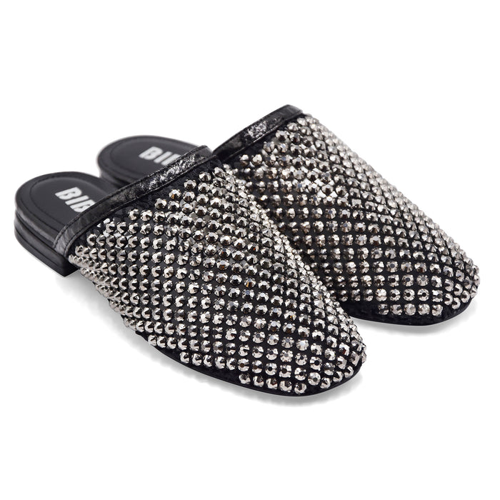 Bibi Lou Women's JAY MULE Black Rhinestone Mesh Upper Clogs