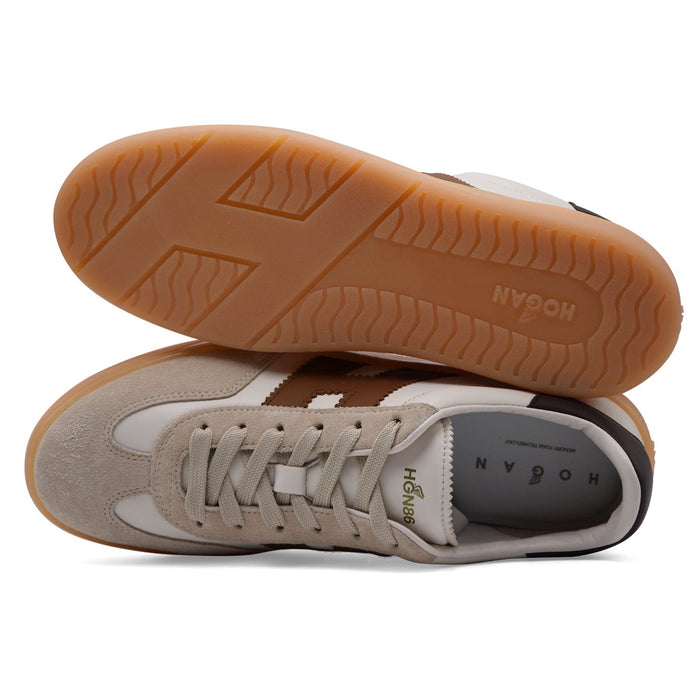 Sneakers Hogan Cool Uomo Avorio Beige Marrone Soletta In Memory