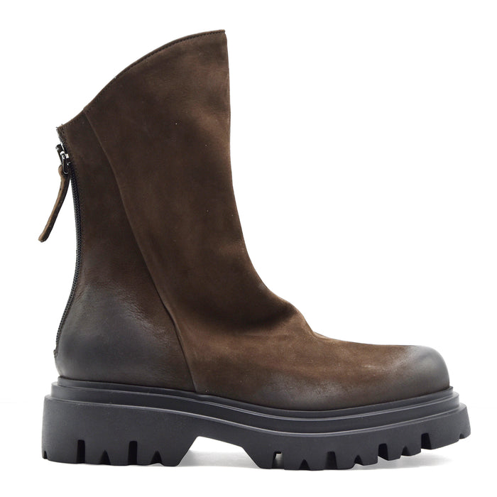 Stivaletti Mat:20 Da Donna 9800 In Vero Nabuck Marrone Con Zip