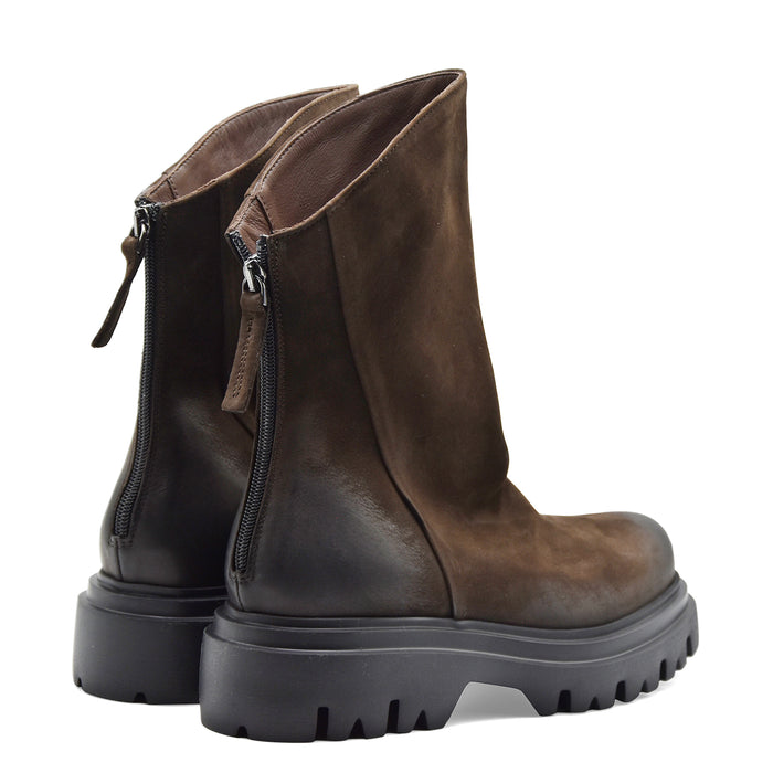 Stivaletti Mat:20 Da Donna 9800 In Vero Nabuck Marrone Con Zip