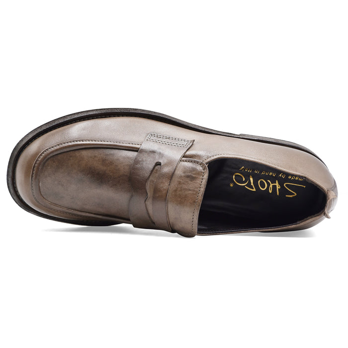 Mocassini Shoto Uomo 9833 Pelle Tonalità Piombo Made In Italy