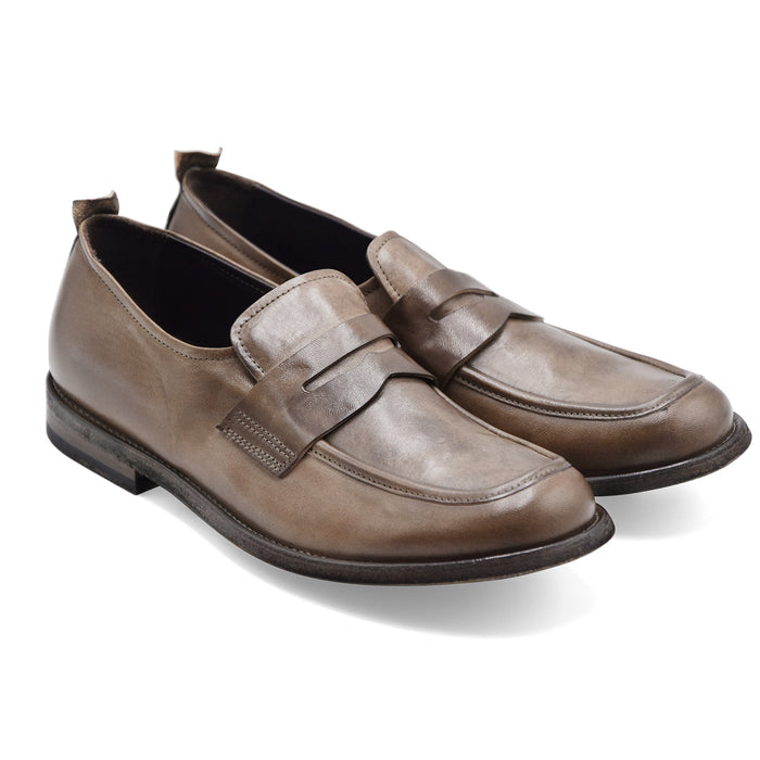 Mocassini Shoto Uomo 9833 Pelle Tonalità Piombo Made In Italy