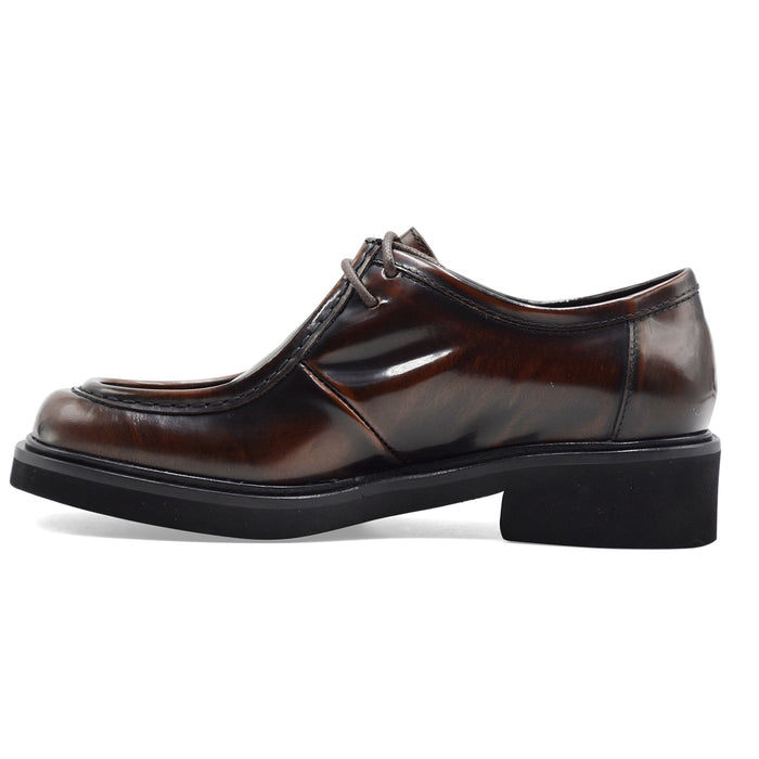 Allacciate Mat:20 Donna A605 In Pelle Marrone Modello Ingegnere
