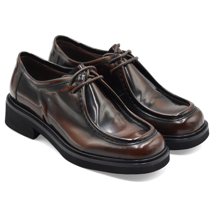 Allacciate Mat:20 Donna A605 In Pelle Marrone Modello Ingegnere