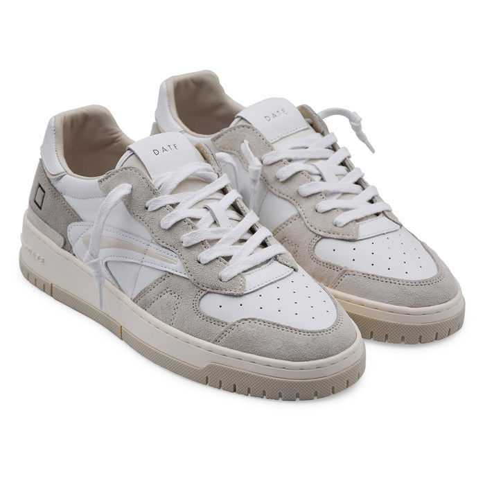 Sneakers D.A.T.E. Uomo "Torneo Colored" Bianco Dettagli Beige