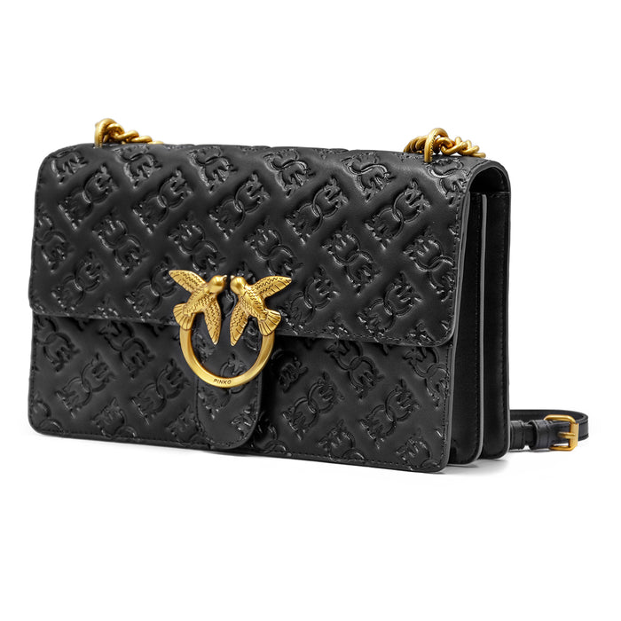 Pinko Black Bag Love One Prints Logo Imprinted Technique Imprimé