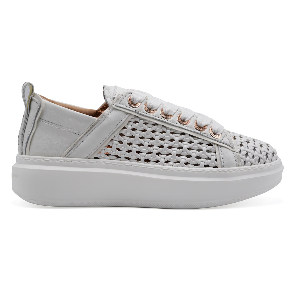 Alexander Smith Women's WEMBLEY Braided White Leather Sneakers