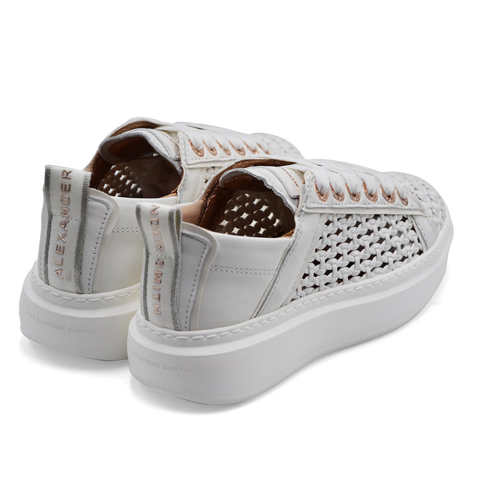Alexander Smith Women's WEMBLEY Braided White Leather Sneakers