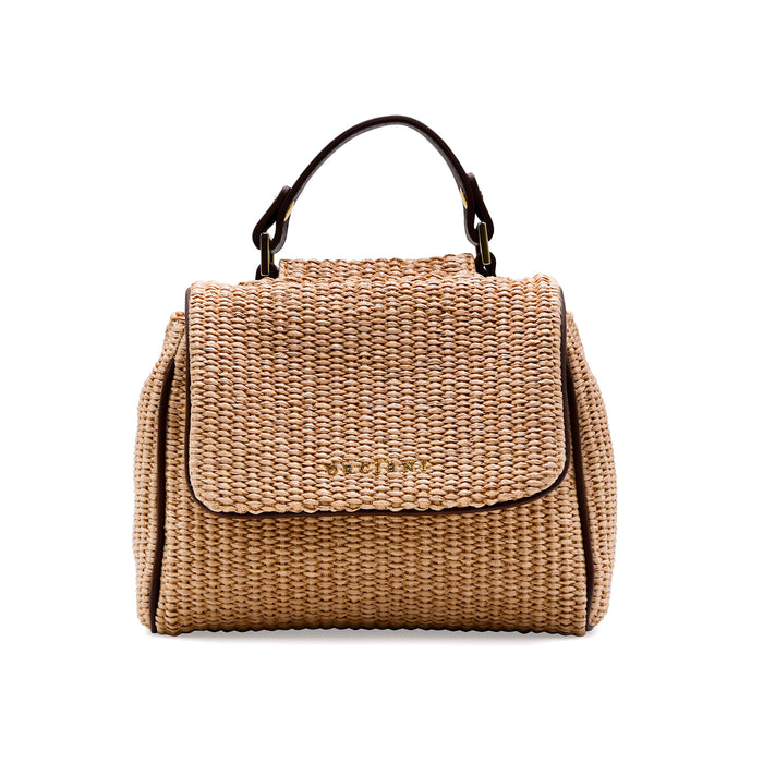 Borsa Piccola Orciani SVEVA Donna Rafia E Marrone Made In Italy