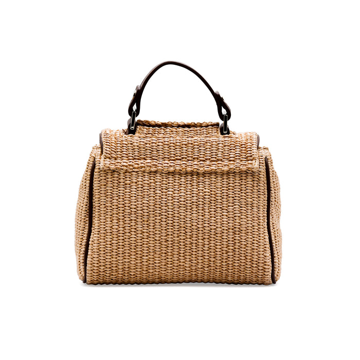 Borsa Piccola Orciani SVEVA Donna Rafia E Marrone Made In Italy
