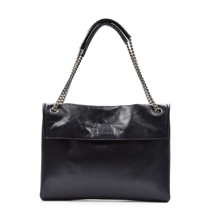 Borsa Orciani Venus Midi Donna Nero In Pelle Catena E Fibbia