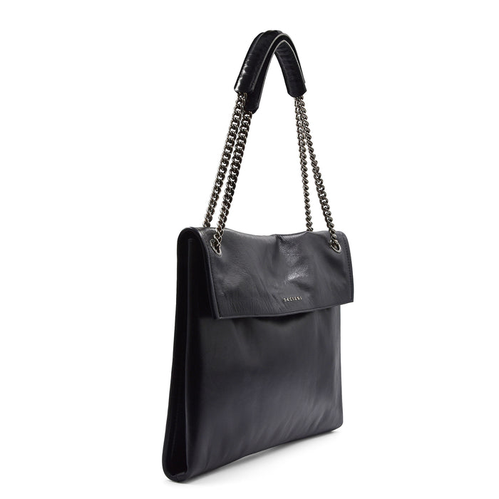 Borsa Orciani Venus Midi Donna Nero In Pelle Catena E Fibbia